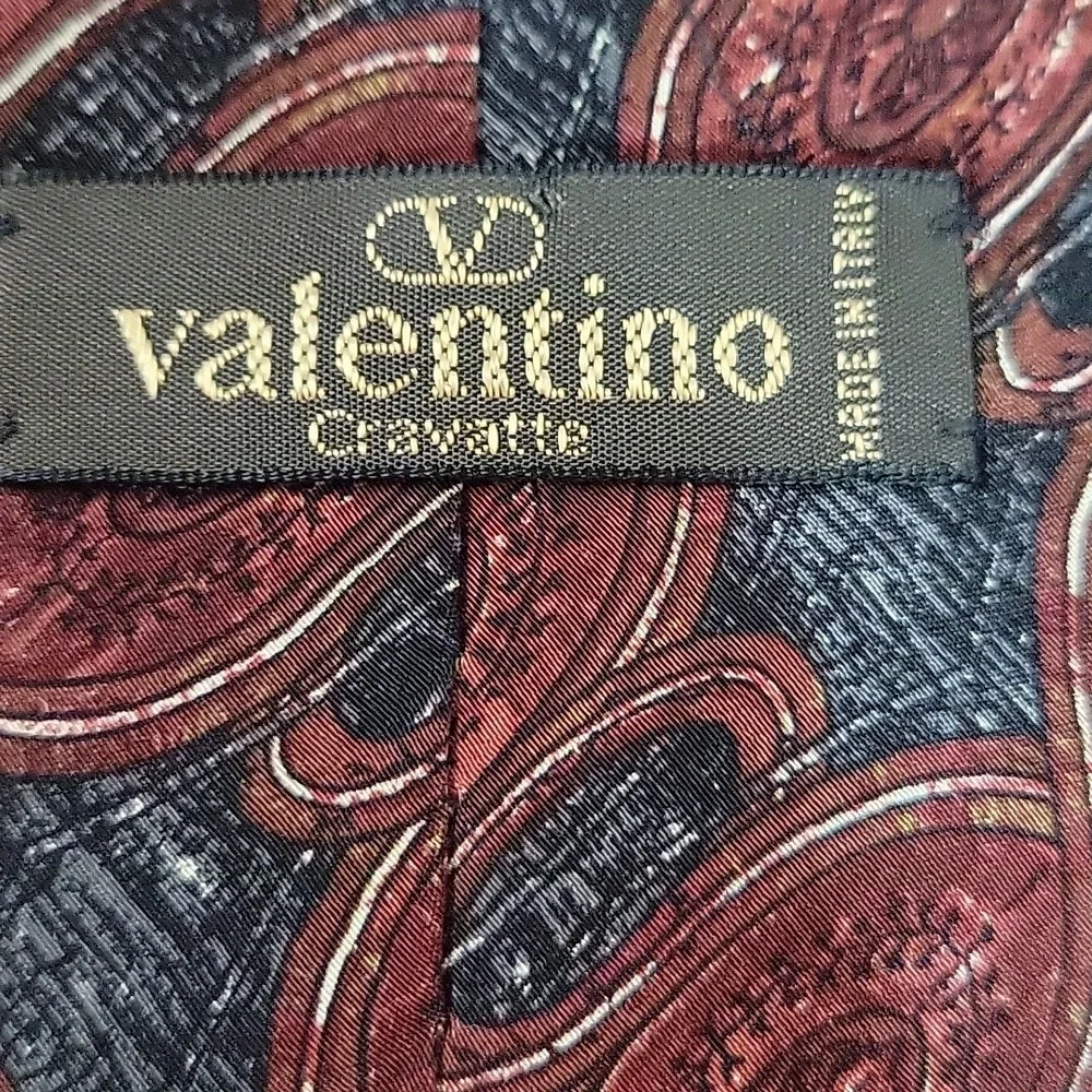 Valentino Elegant Burgundy and Navy Men's Tie